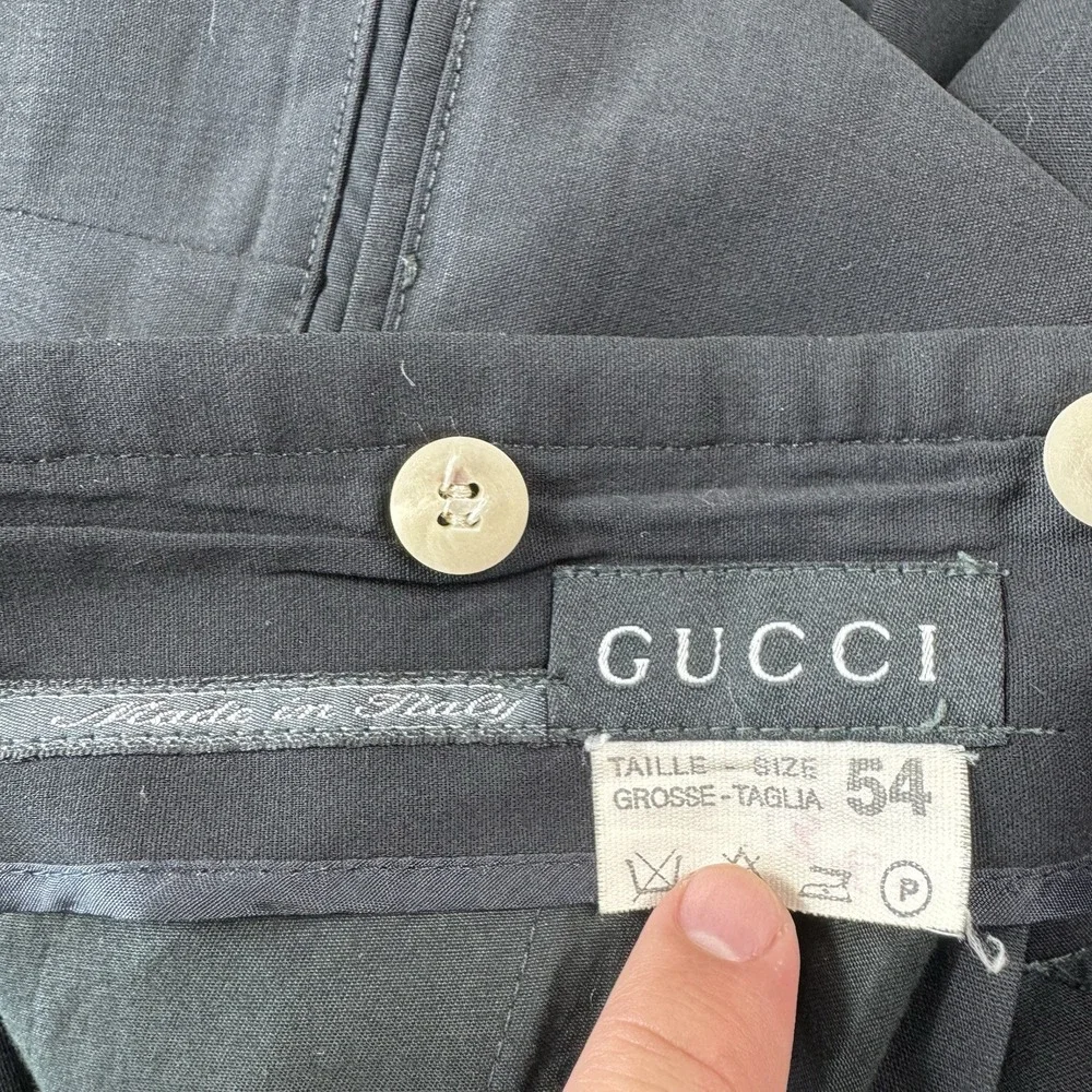 GUCCI Tom Ford Era Pleated Lightweight Wool Black Trouser Size Mens 38X30